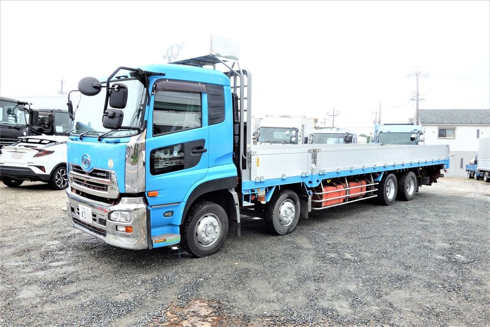 4軸低床 14.1t積 L9.6m 走行55万 車検付 エアサス7速 名輸自動車
